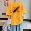 Trendy and niche short-sleeved T-shirts for men in summer, loose and large-sized American streetwear brand, half-sleeved base shirts for teenagers, cross-border details Picture
